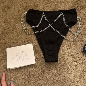 Roma Black rave bottoms with Silver Chain Accent